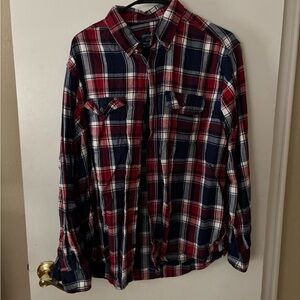 Faded Glory Red and Blue Plaid Shirt